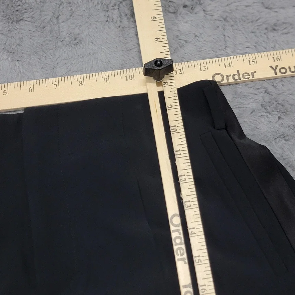 Ralph Lauren Collection Acklie Wool Gabardine Tuxedo Pants Womens 2 Black Pleats